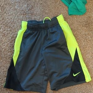 Nike Black and Neon Yellow Athletic Shorts